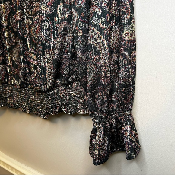 Democracy Ruffled Sleeve Paisley Blouse - Size S - Picture 12 of 14